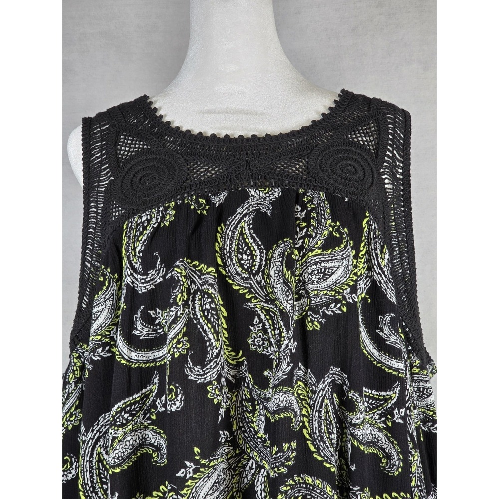 Cato Womens Tank Top Size 22/24W Crocheted Yoke Sleeveless Paisley Peasant Boho - Picture 5 of 15
